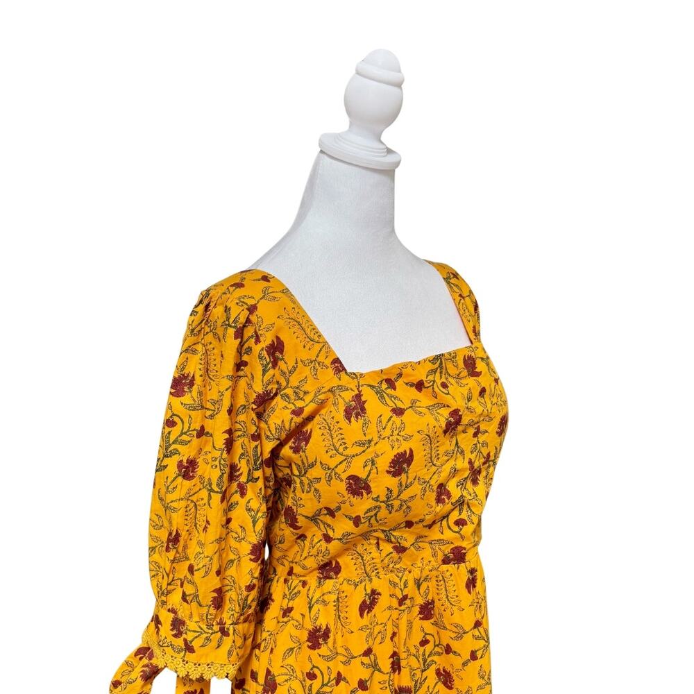 Eddy Barbara Cotton Floral Maxi Dress 14 Yellow NWT - Picture 4 of 9
